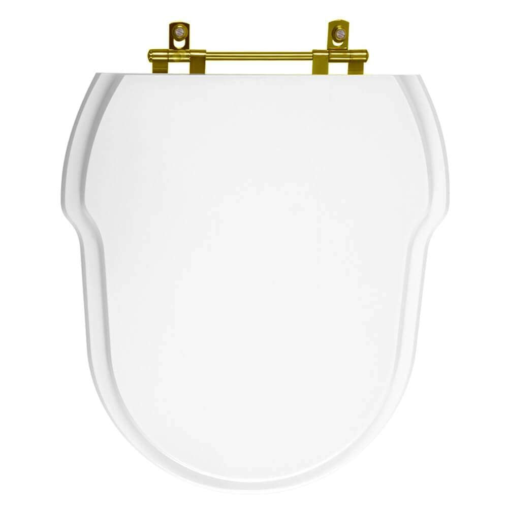 Assento Sanitário Poliéster Hampton Branco Ferragem Dourada