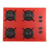 Fogão Cooktop A Gás Fornello 4 Bocas Vermelho Bivolt