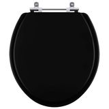 Assento Sanitário Tampa De Vaso Madeira Mdf Laqueado Convencional Oval Universal 6lpf - Preto
