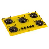 Fogão Cooktop a Gás Fornello 5 Bocas Amarelo Fornello Bivolt