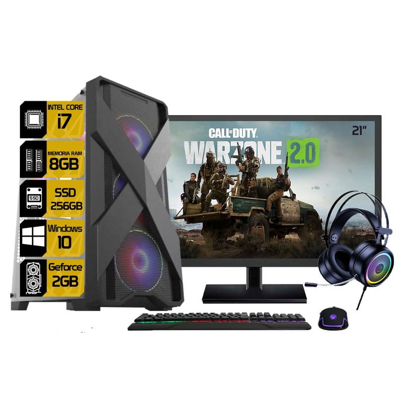 PC Gamer Completo Ryzen 5 5600G, 16GB RAM, SSD 480Gb + Monitor 21.5 + Kit  Gamer, Black Hawk, Enifler