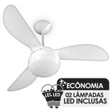 Ventilador de Teto Ventisol Fenix Branco 3 Pás, Cv3, 02 Lâmpadas Led Inclusas - 220V