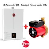 Aquecedor 26 Litros Glp Bivolt + Bomba 120w 220v Rheem