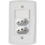 Conjunto 4x2 com 1 Interruptor Simples 10 A 250 V e 2 Tomadas 2P+T 20 A 250 V Tramontina Lux2 Branco Tramontina