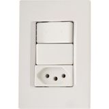 Conjunto 4x2 com 1 Interruptor Simples 10 A 250 V e 1 Tomada 2P+T 20 A 250 V Tramontina IzyFlat Branco Tramontina