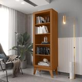 Estante Livreiro 4 Prateleiras Com Pés Em Mdf Versales Cor:cedro