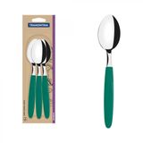 Conjunto de Colheres de Mesa Tramontina Ipanema com Lâminas de Aço Inox e Cabos de Polipropileno Verde Esmeralda 3 Peças Tramontina