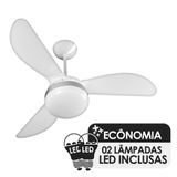 Ventilador de Teto Ventisol Fênix Branco/Silver 3 pás, CV3, 2 Lâmpadas LED inclusas - 220V
