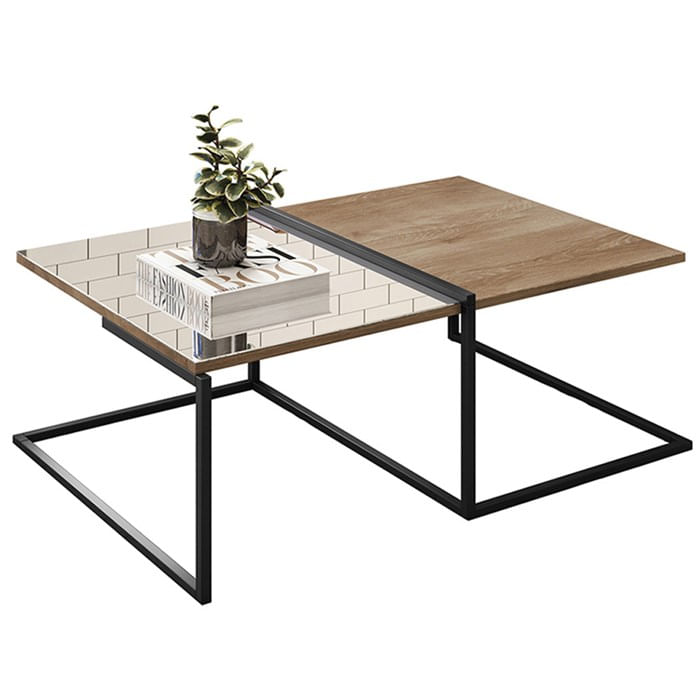 Mesa De Centro Estilo Industrial Aurum Demoliçao Preto Dhom