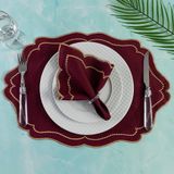 Jogo De Guardanapos Sousplat Americano 12 Peças Bordado - Linha Realeza Detalhe Dourado Bordo
