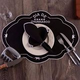 Jogo De Guardanapos Sousplat Americano 12 Peças Bordado Decorativo - Dia De Churrasco Preto