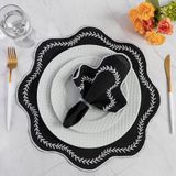 Jogo De Guardanapos Sousplat Americano 12 Peças Bordado Decorativo - Paris Detalhe Branco Preto