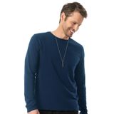 Camiseta Manga Longa Meia Malha Diametro Azul Plus G2