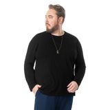 Camiseta Manga Longa Meia Malha Diametro Preto Plus G3