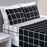 Jogo De Cama Lençol Minimalista Casal King 04 Peças Micropercal 200 Fios Premium Preto