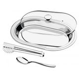 Kit para Servir Tramontina Ciclo em Aço Inox com Tampa de Vidro 3 Peças Tramontina