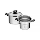 Jogo Cozi-Pasta Tramontina Solar Baquelite em Aço Inox Fundo Triplo com Alças Baquelite 2 Peças 20 cm Tramontina