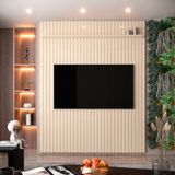 Painel Ripado Para Tv Até 75 Polegadas Intense 180cm Cor:off White