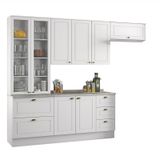 Cozinha Completa Americana 4 Peças Branco Com Cristaleira - Móveis Henn