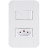 Conjunto 4x2 com 1 Interruptor Paralelo 10 A 250 V e 1 Tomada 2P+T 20 A 250 V Tramontina Tablet Branco Tramontina