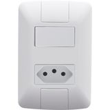 Conjunto 4x2 com 1 Interruptor Paralelo 6 A 250 V e 1 Tomada 2P+T 20 A 250 V Tramontina Aria Branco Tramontina