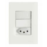 Conjunto 4x2 com 1 Interruptor Simples 10 A 250 V e 1 Tomada 2P+T 20 A 250 V Tramontina Giz Branco Tramontina