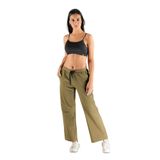 Calça Pantalona Feminina Moletom Bolso Versátil Conforto Verde Gg