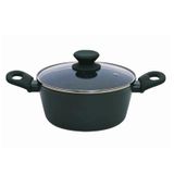 Panela Aluminio Cerâmica Indução Antiaderente 20cm Mimo Style Linha Cook Jade 2,25 Litros Caçarola Com Tampa De Vidro