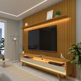 Rack Com Painel Para Tv De Até 85 Polegadas 2 Gavetas 230cm Pés Nobre Requinte Gelius