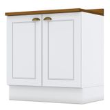 Balcão 2 Portas 80cm Americana Branco Com Tampo Nature - Móveis Henn