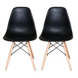 Conjunto 2 Cadeiras Charles Eames Eiffel Wood Base Madeira - Preta