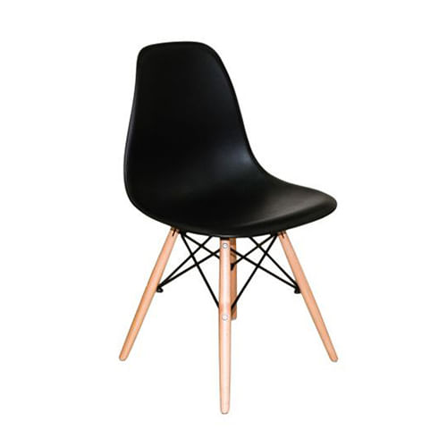 Cadeira Charles Eames Eiffel Dkr Wood - Preta