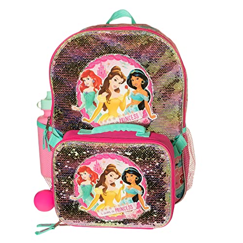 Disney Princess 4 Piece Mochila Set Flip Sequin 16 Scho