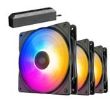Kit 3 Cooler Fan Gamer + Hub P/ 4 Fan Deepcool Rainbow 120mm