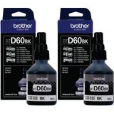 Pack 02 Garrafas Refil De Tinta Brother Btd60bk Preto