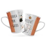 Caneca Porcelana Loucos Por Gatos 340ml- Dolce Home