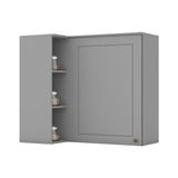 Armário Aéreo P/ Cozinha  Canto Reto Americana C/ 1 Porta 83cm Cinza - Henn