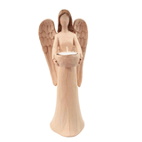 Enfeite Anjo Castiçal C/ Vela Decoração 29cm Nude Moderno