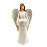 Enfeite Anjo Castiçal C/ Vela Decoração 20cm Branco Moderno