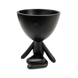 Vaso Mini Bob Preto Meditacao Poliresina Decor 15x10x11cm