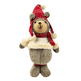 Urso Gorro Vermelho Boneco Pelucia Natal Decoração 46x23cm