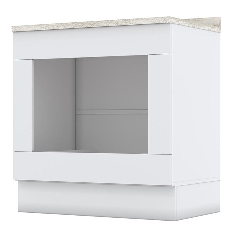 Balcão Forno De Embutir 80cm Americana Branco Com Tampo Calcare - Móveis Henn