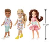 Conjunto De Bonecas Barbie Chelsea 14 Cm Loira Vestido Arco-íris Morena Vestido Rosa Menino Moreno Mattel