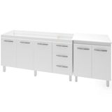 Balcao Pia 160cm E Multiuso 2 Portas 70cm Branco Mobbs