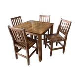 Conjunto De Mesa Madeira Maciça Roma Com 4 Cadeiras Mineira 90x90cm Malbec - Cor: Marrom