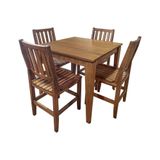 Conjunto De Mesa Madeira Maciça Itália Com 4 Cadeiras Bar Restaurante 90x90cm Malbec - Cor: Marrom