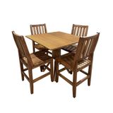 Conjunto De Mesa Madeira Maciça Berlim Com 4 Cadeiras Bar Restaurante 90x90cm Malbec - Cor: Marrom