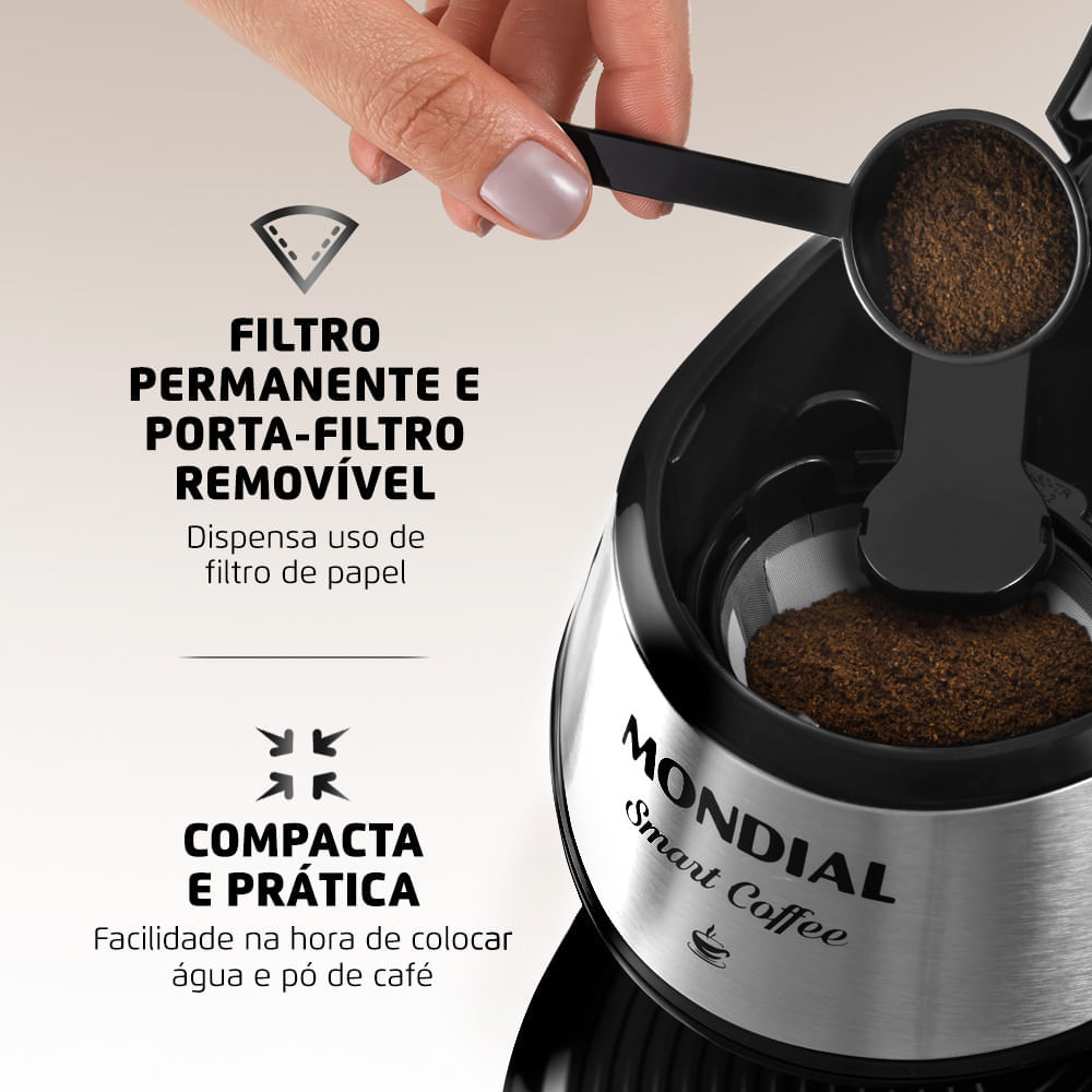 Cafeteira Elétrica Smart Coffe, Mondial, Preto/Inox, 500W, 220V -  C-42-2X-BI