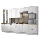 Cozinha Completa 6 Peças Americana Branco Com Torre Quente 2 Fornos Tampo Nature - Móveis Henn