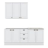 Cozinha Completa Americana 3 Peças Com Aéreo 3 Portas Branco - Móveis Henn